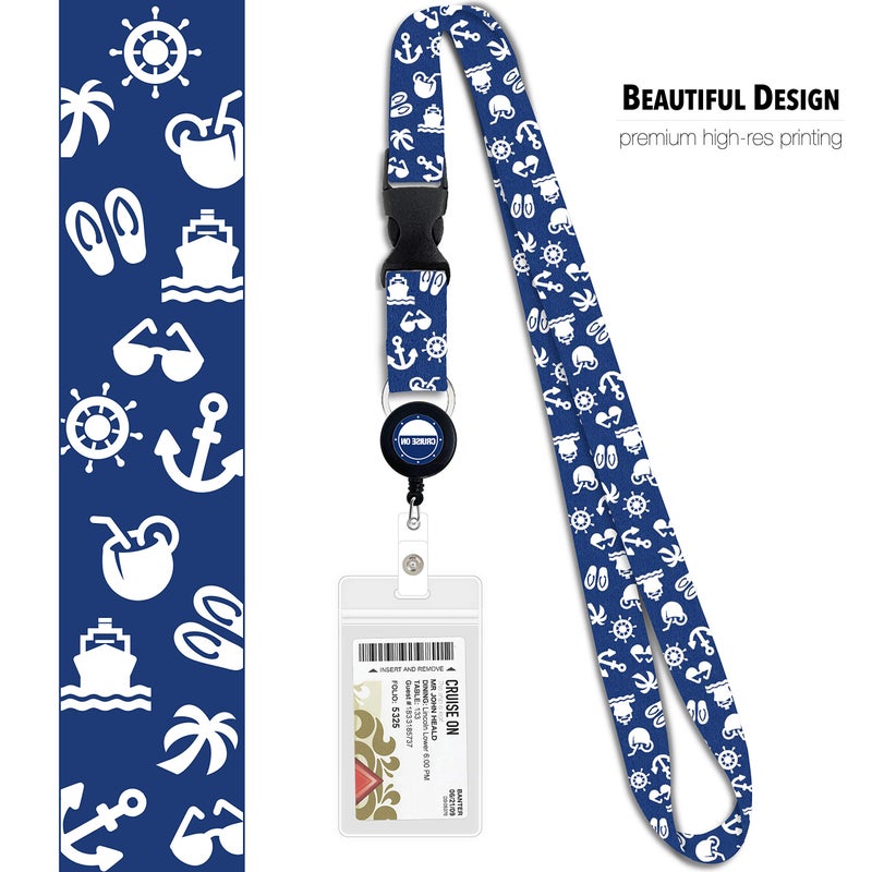 Cruise On Cruise Lanyard for Ship Cards â€“ 2-Pack Retractable Badge & Waterproof Key Card Holder for Ship Cards â€“ Cruise Essentials 2026-2027, Perfect for Travel & Vacation (White & Blue) - Image 5